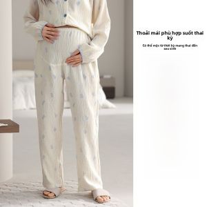 MiiOW | Quần ngủ cotton nguyên chất cho bà bầu MiiOW mùa hè thoáng khí mỏng thoải mái quần dài thường ngày mặc nhà