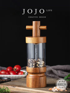 Creative Transparent Acrylic Pepper Grinder Wooden Design Kitchen Storage Container Nordic Style Pure Color for Everyone