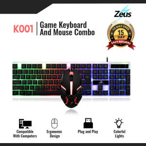 Zeus 104 Keys RGB Luminated Backlit Wired Gaming Keyboard And Mouse Bundle High Sensitivity K001