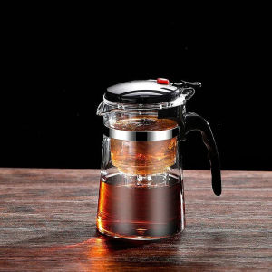 Press to Filter Teacup Heat Resistant Glass Teapot Cup Tea Water Separation Filter Tea Maker Coffee Pot Home Office Teaware