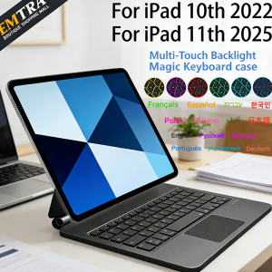 Bluetooth Magic Keyboard Case For iPad 2025 A16 11 inch 10th Generation 2022 Tablet Case Arabic Spanish Italian French Keyboard