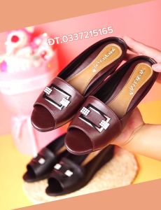 giày Sục Nữ Da Bò Thật Trung niên tạng mẹ cao cấp chống nước tốt -  bảo hành 12 tháng