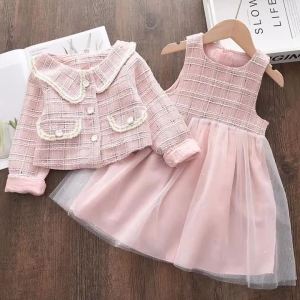 Bear Leader | Bear Leader Baby Girls Princess Dress with Coat Autumn And Winter Party Kids Clothing Elegant Girl Outfit Children Clothing 2pcs