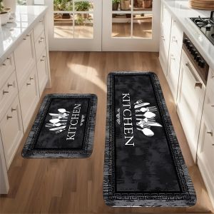 VIKAMA Hiện Đại Thảm Đen Chống Bám Bẩn Thảm Nhà Bếp Chào Mừng Thảm Chùi Chân Cho Phòng Ngủ Phòng Khách Trang Trí Nhà Có Thể Giặt Bằng Máy Polyester