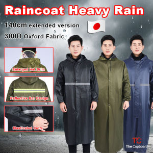 Raincoat Motorcycle Extended Version All-body Storm raincoat for motorcycle rider adult makapal raincaot waterproof Heavy rain Thickening lengthening Wear Resistant Conjoined Rainsuit with Reflective Strip transparent mask Poncho outdoor Universal