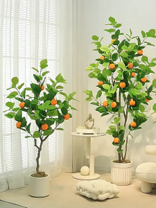 🍊ด้วยผล🍊 ต้นไม้ปลอม ต้นส้มเทียม ความจำลอง99% ไร้ฟอร์มาลดีไฮด์ ไร้กลิ่น 80-180cm สไตล์นอร์ดิก การตกแต่งภายในห้อง/หน้าร้าน