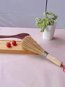 Bamboo Pot Brush Long Handle Wok Cleaning Brush Dish Brush Kitchen Tool for Home Restaurant