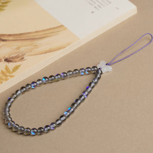 Original Design Grey Moonlight Lacquerware Phone Chain for Women Exquisite Wrist Cord Pendant Beaded String Retro Chinese Style