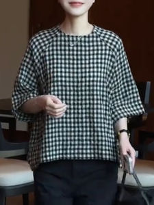 UYFY | Plaid Collar Sleeve Shirt Women Slim Fit Loose
