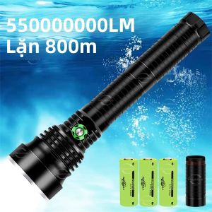 Đèn Pin Lặn LED Mạnh Nhất 800M Đèn Lồng Dưới Nước Siêu Sáng Đèn Pin Lặn Chuyên Nghiệp IPX8 Đèn Lặn Bằng Hợp Kim Nhôm Màu Đen