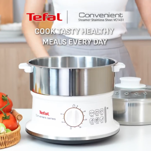 Tefal VC1451 Convenient Food Steamer Stainless Steel 900W | (Pengukus Makanan Stainless Steel)