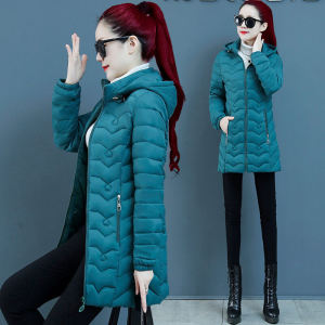 off-Season Winter Silm Fashion down Jacket Womens Mid Length Long Length Lightweight Thickened Cotton-Padded Clothes Waist-Tight Ladieswear Cotton-Padded Jacket Fashion