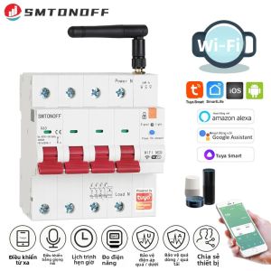 Cầu Dao Thông Minh Tuya Smart WiFi 4P MCB 63A RS485 Tích Hợp Đồng Hồ Đo Tiền Trả Trước Hẹn Giờ Điều Khiển Bằng Giọng Nói Tương Thích Với Alexa Bảo Vệ Điện Áp Và Dòng Điện