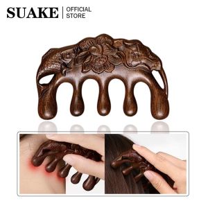 SUAKE Massage Comb Green Sandalwood Head Meridian Comb Head Therapy Massage for Men and Women Scraping Scalp Dredging Anti-Hair Loss Brush with Wide Teeth