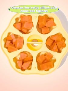 [Dengan Tutup] Cetakan Silikon Tahan Panas Food Grade /Cetakan Kue Kukus & Makanan Bayi Desain Beruang Kartun B472