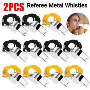 2 cái còi bằng thép không gỉ xách tay huấn luyện thể thao ngoài trời Còi trọng tài với dây thừng đa chức năng cắm trại leo núi còi sinh tồn khẩn cấp
