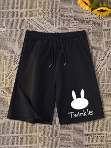 Quần Short Nam Mùa Hè Thường Ngày Cotton Polyester Dệt Kim Co Giãn Ống Đứng Năm Điểm Quần Áo Học Sinh Phong Cách Hoạt Hình