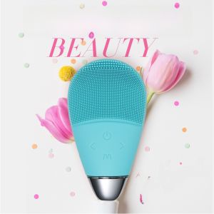 Silicone Facial Cleansing Brush Ultrasonic Vibration Electric Waterproof Home Charging Face Massage Deep Pore Cleaning Tool