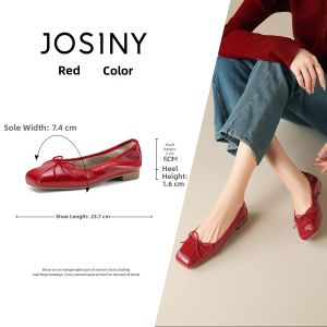 Josiny | Bow Decor Square-Toe Mary Jane Flats