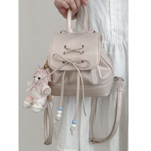 Fashionable Korean Style Girls Backpack with Double Shoulder Strap Casual Waterproof Bucket Bag for Youth