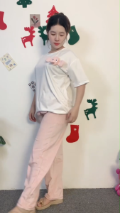 ชุดนอนขายาว เสื้อแขนสั้น เสื้อผ้านุ่มใส่สบาย