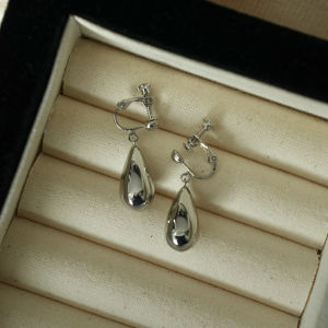 French Minimalist Silver Drop Earrings Womens Fashion Jewelry  out Hybrid Material Heart/Bell Patterns Elegant Design