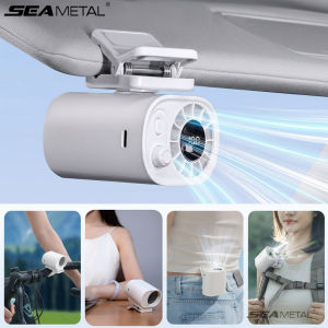 SEAMETAL Car Clip-on Fan Portable Mini Fan USB Rechargeable Powerful Airflow 100 Speed Adjustable Air Cooling Fan