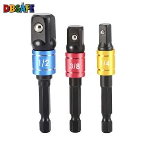 3pcs Impact Driver Socket Extension Adapter Extended Converter Power Drill Hex To High Speed Nut Male Square Wrench 1/4 3/8 1/2