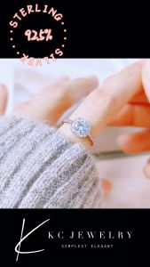 KC Jewelry S925 - Halo Round Cut Zicronia Ring