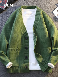 เสื้อคาร์ดิแกนผู้ชายแขนยาวคอโปโลทรงหลวมสไตล์ลำลองฤดูใบไม้ผลิและฤดูใบไม้ร่วง GLM ดีไซน์เสื้อสเวตเตอร์แบบสวมหัว