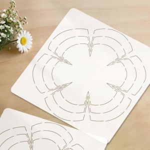 YOMDID 1pc Floral Shape Sewing Template 6-Petal Quilting Templates PET Template with 3 Sizes DIY Fabric Storage Basket Template