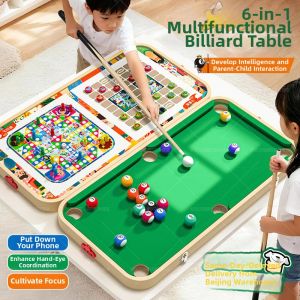 KIUMO | 6-in-1 Mini Tabletop Pool Table Home Use 8-14 Year Olds