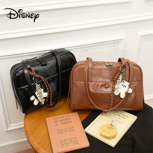 กระเป๋าบอสตันไหล่เดี่ยวของผู้หญิง Disney ของแท้สีดำและสีน้ำตาลคลาสสิก | ใช้งานได้หลากหลายสำหรับการเดินทางและการใช้งานสบายๆ