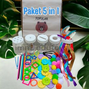 Busy Jar Mainan Montessori Fine Motoric Play Mainan Sensory Mainan Edukasi Anak Pompom Push Stick Taggie Jar Botol