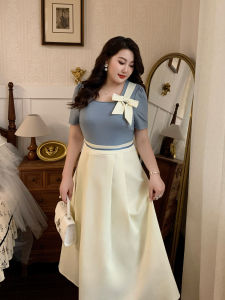 GLEC | French Style Elegance Bow Square Neck Dress