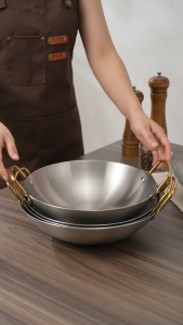 Nipiin Seafood Pot Korean Frying Pot with Handle Double Handle Thickened Noodle Pot Ramen Pot Cooking Tool