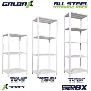 GBX Steel Storage Shelves 3 4 and 5 Layers Adjustable Metal Rack White/Black Household Organizer Garage Rack