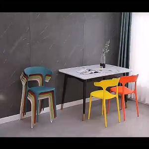 JJ.SG Nordic Plastic Chair Home Chair Stackable Dining Chair Coffee Chair Thickened PP Material Chair