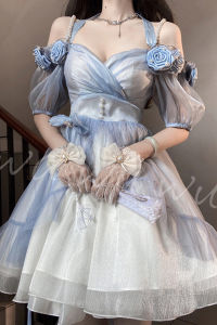 Dress Adult Elegance Gradient Three-Dimensional Rose Lolita Princess Dress Flower Wedding Dress Lolita Everyday Dress