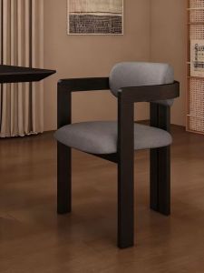 Italian Mid-Century Style Solid White Wax Wood Dining Chair Designer Tea Chair with Armrest Light Luxury French Style Reclining Chair