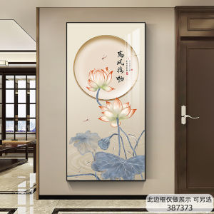 Home Entrance Painting 2024 New Arrival Classy Corridor Aisle Welcome Door Wall New Chinese Style Lotus Mural