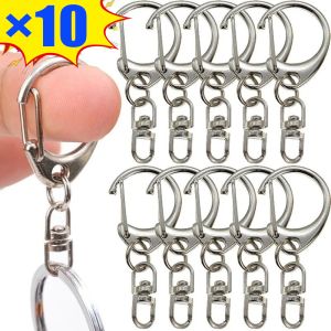 1/10Pcs Metal C-type 8 Shape Blank Keyring Silver Color Press Swivel Clasp Keychain Split Ring DIY Key Ring Climbing Buckles Carabiner