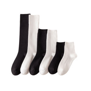 JIAZINI | Black Mid-Calf Womens Socks Winter Style Cotton Blend Comfortable All Season Long Tube Socks For Loafers And Flats