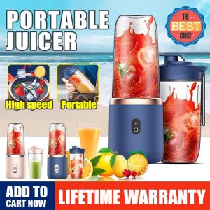⚡PH deliveryIn stock⚡Portable USB Rechargeable Juicer Blender 6 Blade Wireless Mini Smoothie Maker for Fruits and Vegetables 400ml–520ml【Kitchen supplies】