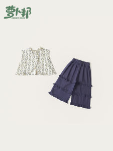 Girls Summer Outfit Loose Floral Print Sleeveless Two-Piece Set Baby Girls Casual Wear Cotton Blend Comfortable Shorts Set