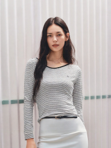 Semir | Close-fitting Color Block Asymmetric Short Sleeve Tshirt Women Autumn