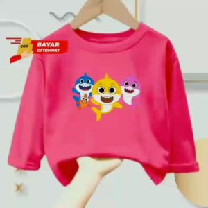 Kaos atasan anak gambar Shark usia 1-12 tahun lengan panjang