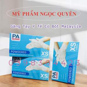 (Size XS) Găng tay cao su y tế latex có bột PA Gloves (Malaysia)