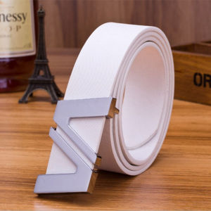 เข็มขัดหนังสีขาวแบบเรียบง่ายสำหรับผู้ชายและผู้หญิง สายรัดเอวสไตล์เกาหลี สำหรับเยาวชนและนักเรียน เข็มขัดแฟชั่น