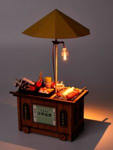 Creative Chinese Style Japanese Style DIY Cottage Wooden Hand-Assembled Street View Theater DIY Decoration Retro Candy Toy Model